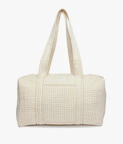 Daphne Travel Weekender Zip Tote Bag - Beige Gingham - Kayu