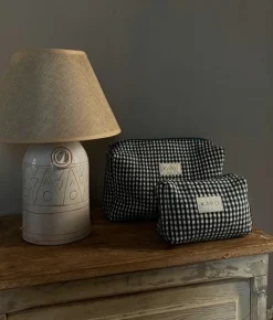 Elsie Travel Case Zip Pouch Bag - Black Gingham - Kayu