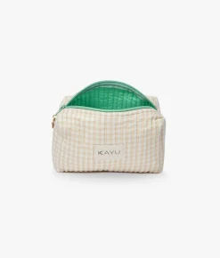Mini Elsie Travel Case Zip Pouch Bag - Beige Gingham - Kayu