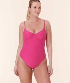 The Bermuda One Piece - Terry Dot - Cerise - Classic