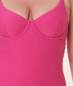 The Bermuda One Piece - Terry Dot - Cerise - Classic