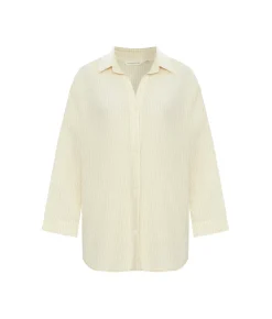 The Handloom Echo Maxi Shirt - Natural With Stripes