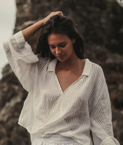 The Handloom Sade Top - White Stripes