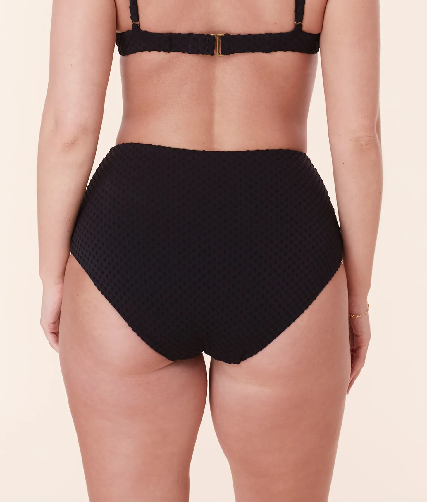 The High Waist Bikini Bottom - Terry Dot - Black