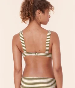 The Kalama Bikini Top - Striped Rib - Iguana