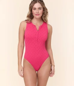 The Malibu One Piece - Eyelet - Begonia - Classic