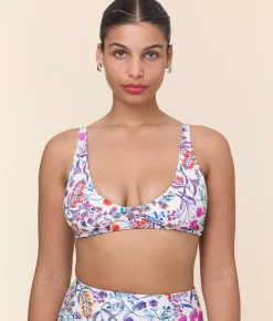 The Mila Bikini Top - Eco Nylon - Botanical Floral