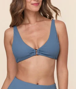 The Nora Bikini Top - Eco Ribbed - Slate