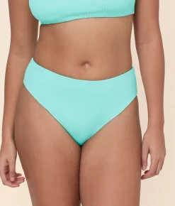 The 90s High Waist Bikini Bottom - Wide Rib - Opal