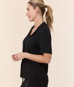 The Short Sleeve Button Up - Wide Rib - Black