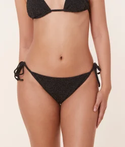 The String Bikini Bottom - Lurex Rib - Black