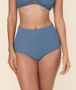 The Super High Waist Bikini Bottom - Eco Ribbed - Slate