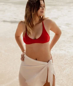 The Valencia Bikini Top - Flat - Cherry Red