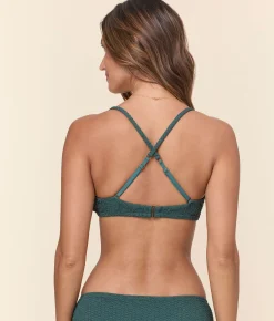 The Valencia Bikini Top - Textured Weave - Seaweed