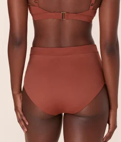 The Wide Band High Waist Bikini Bottom - Eco Nylon - Sequoia